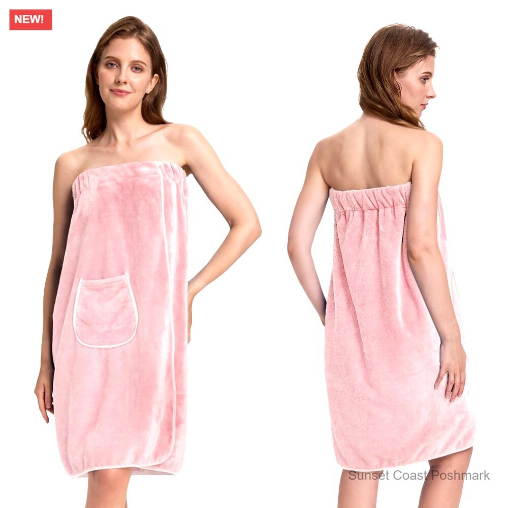 Microfiber Robe Wrap Adjustable Clasps Quick Dry Spa Lounge Lightweight